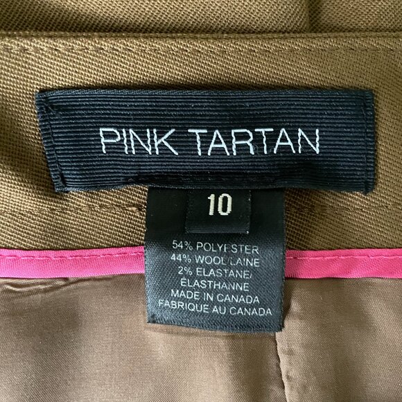 Classic Pink Tartan Beige Tan Pencil Skirt Wool Blend-Sz. 10 - Picture 3 of 5